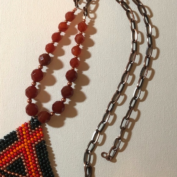 Carnelian Copper Handmade Boho Festival Necklace Beaded Pendant - Picture 5 of 5